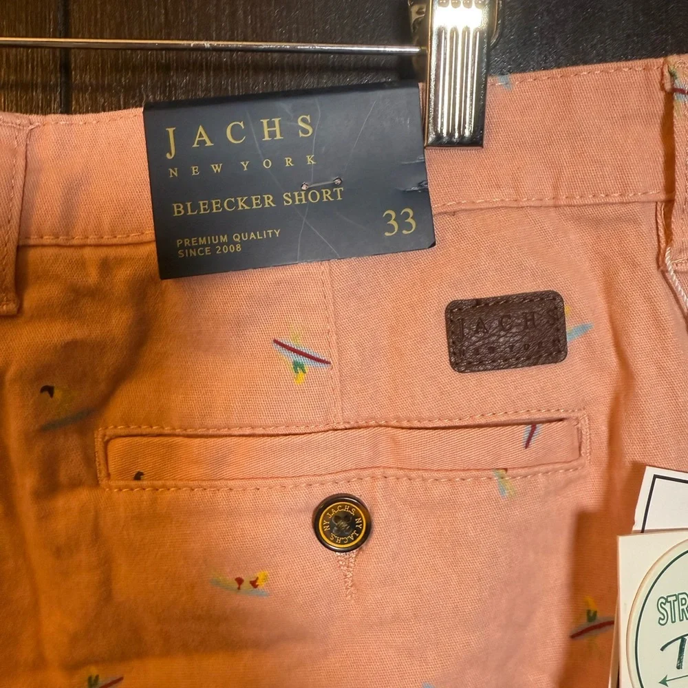 Jachs New‎ York Pink Surfer Print Twill Bleecker Shorts Size 33